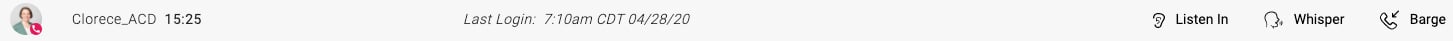 Screenshot of monitor, whisper, and barge buttons in the Queue Dashboard.