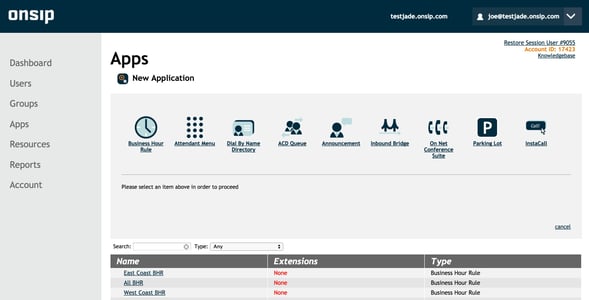 the OnSIP Admin Portal