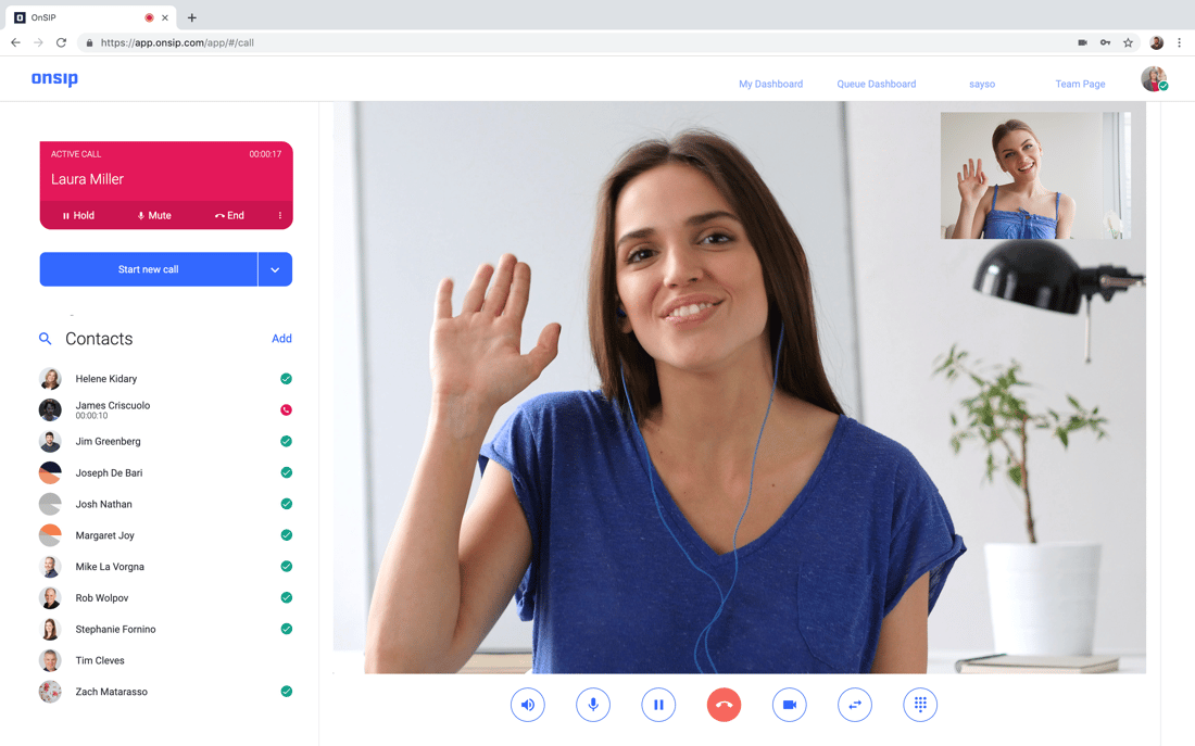 Video call in the OnSIP app