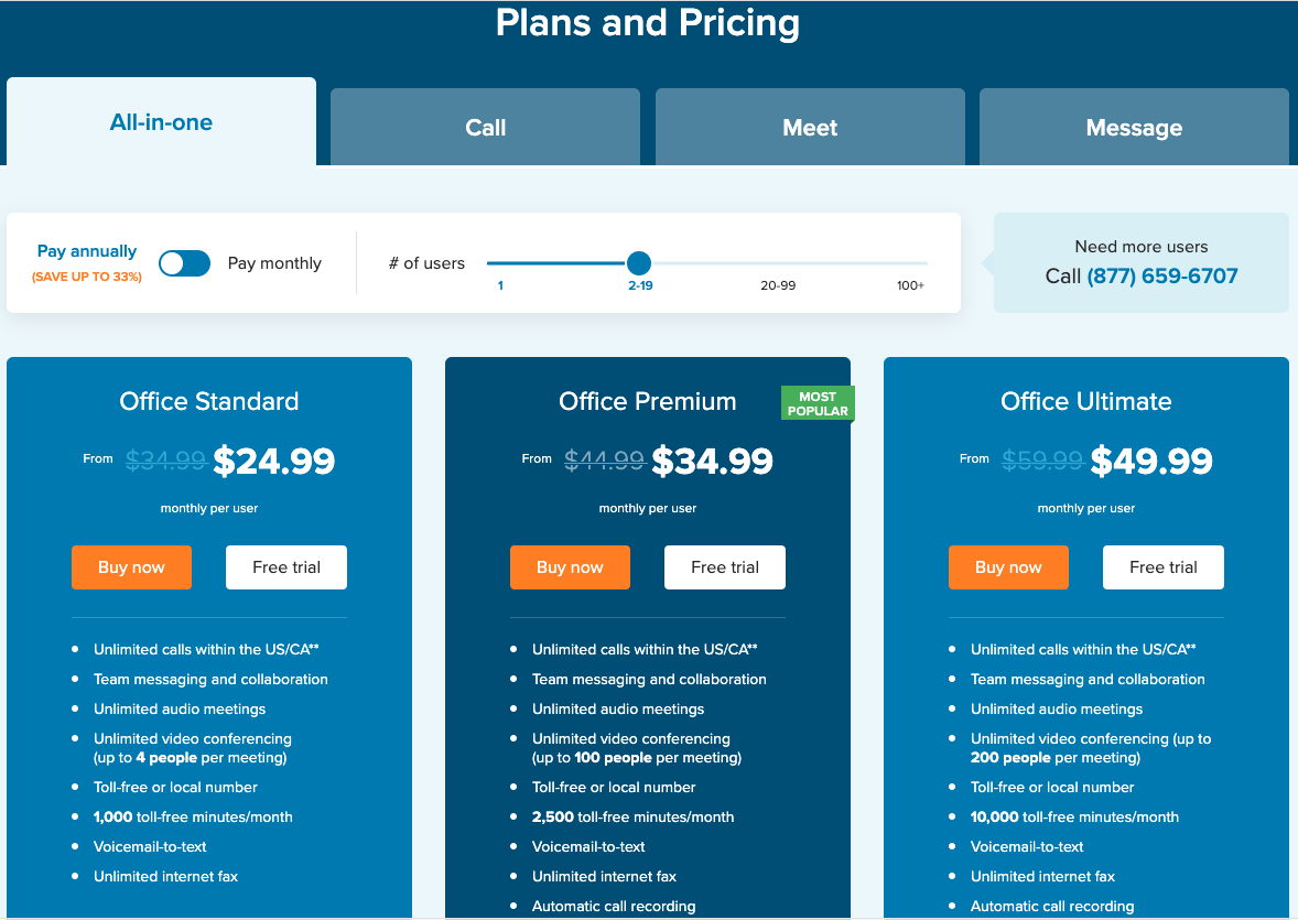 Business VoIP Providers Comparison OnSIP Versus RingCentral Pricing