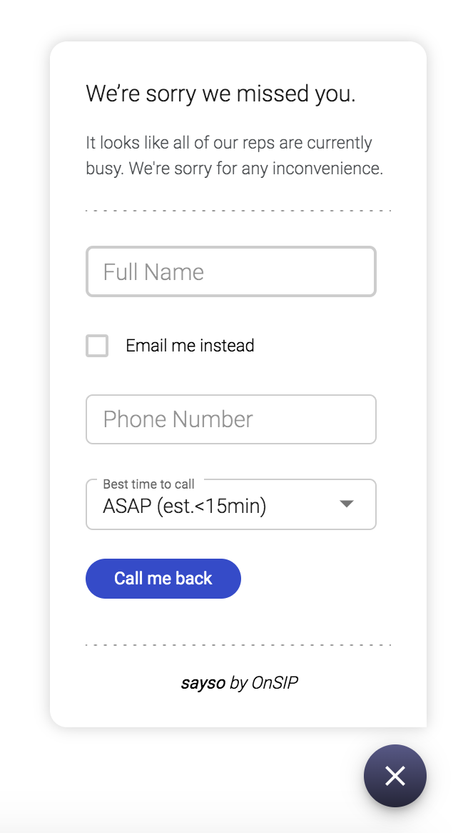 sayso missed call form