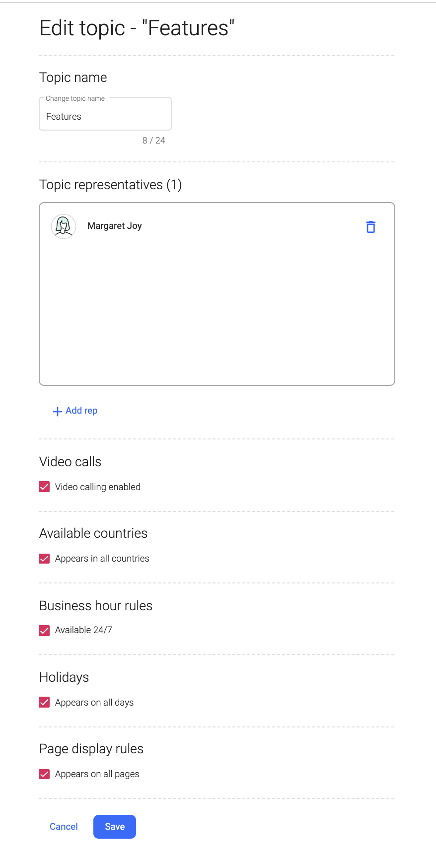 sayso settings screenshot showing edit topic options.