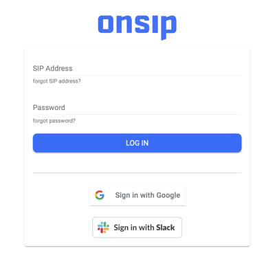 Sign in to the OnSIP app with Google or Slack