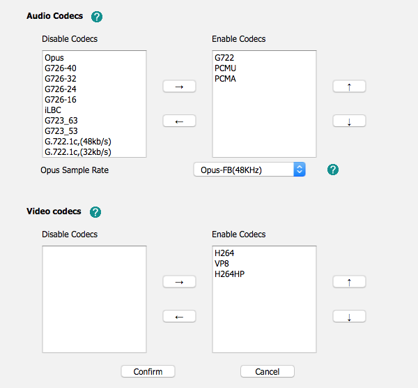 Yealink T58V audio and video codecs