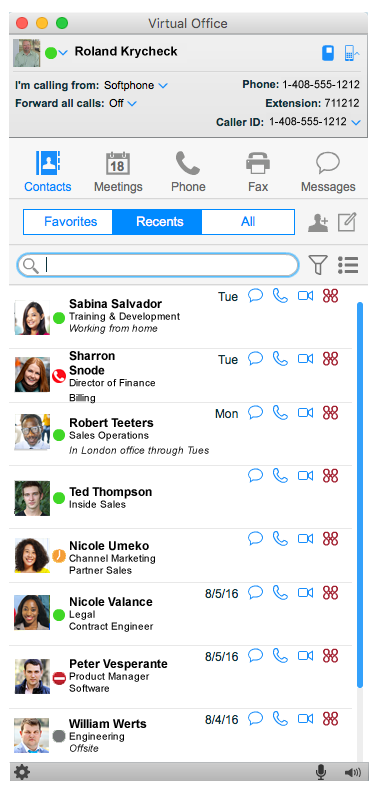 View contact availability with desktop softphone apps