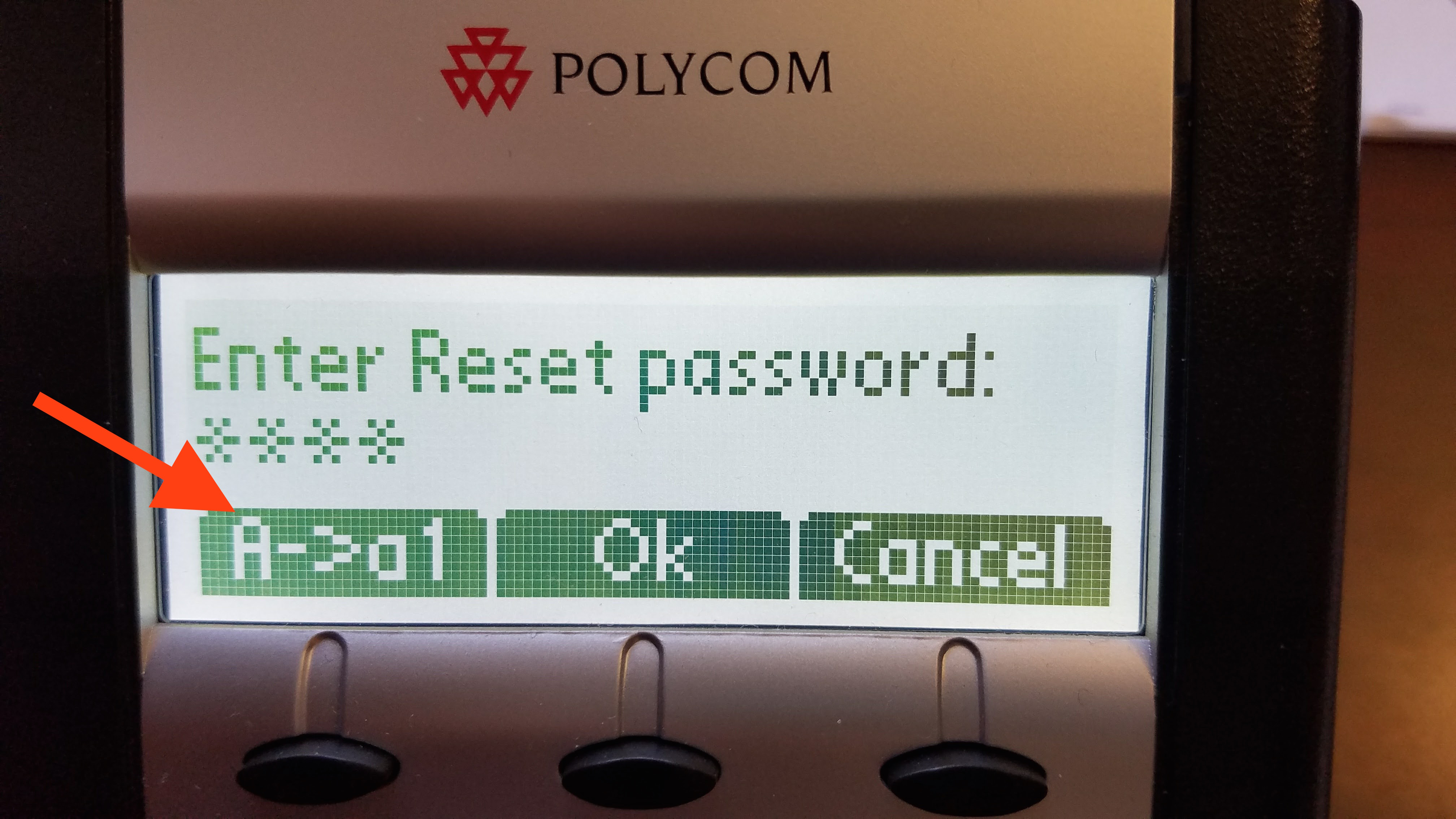 Polycom phone password reset switch between letters and numbers