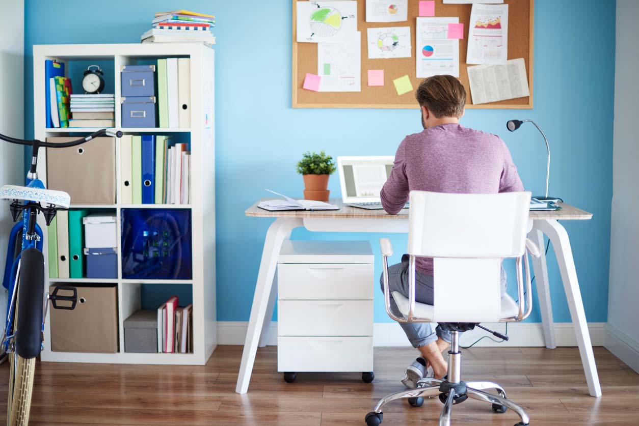 Man working from home at his desk.