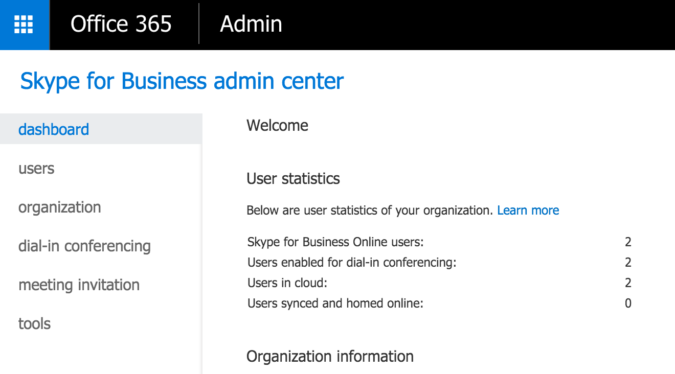 Skype for Business Admin Center