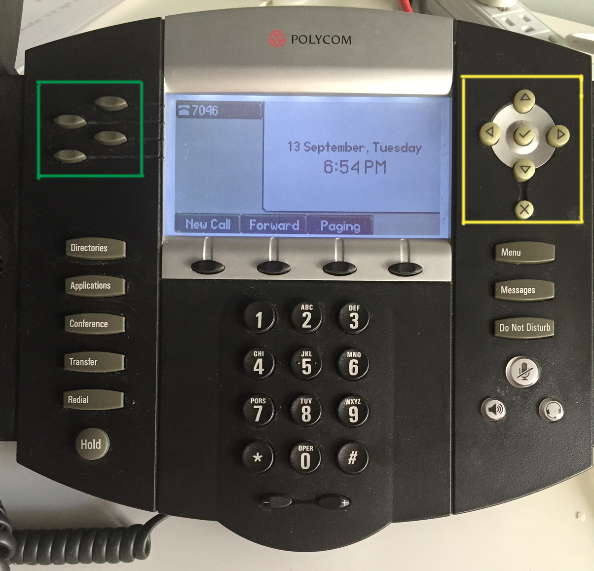 VoIP business line keys on a Polycom desk phone